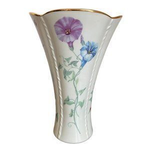 Lenox Morning Cottage Flared Porcelain Floral Bee Ladybug Morning Glory Vase